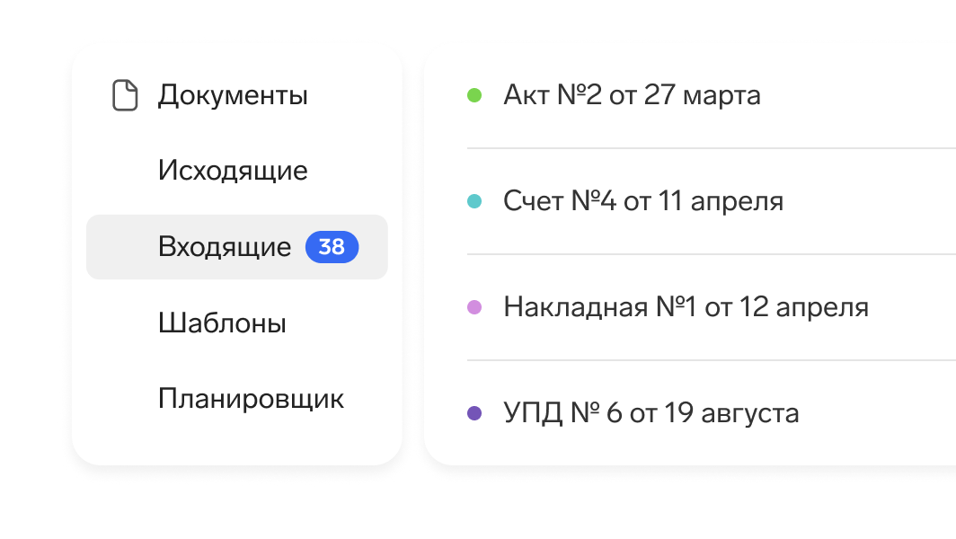 Контур.Эльба: Список входящих документов
