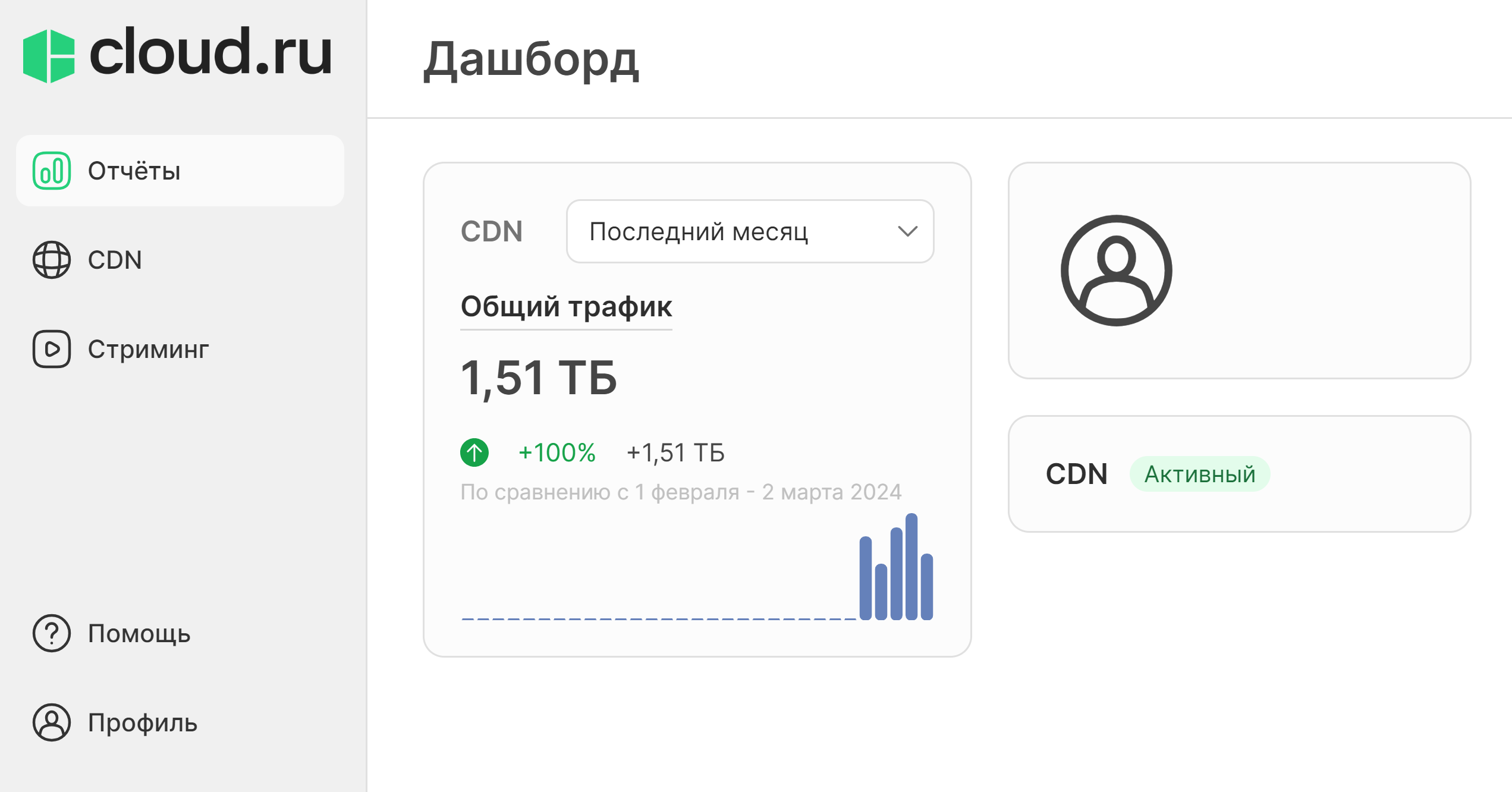 Интерфейс сервиса Cloud.ru, скриншот 1
