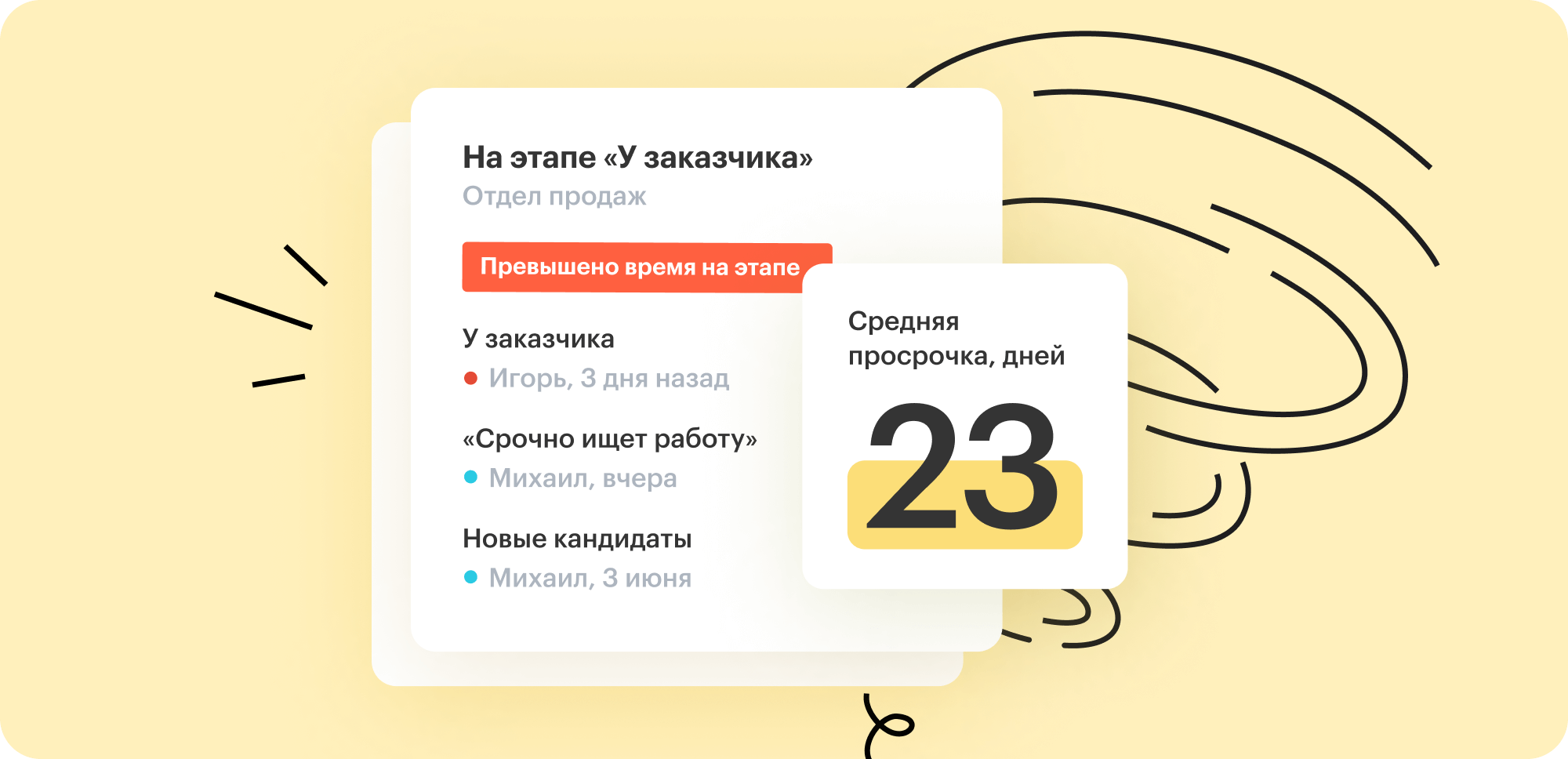Хантфлоу: Просроченные кандидаты на этапе и средняя задержка